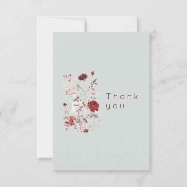 Simple Dove Grey Watercolor Floral  Dankeskarte (Vorderseite)
