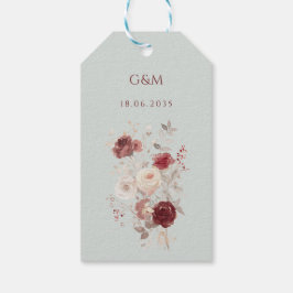 Simple Dove Grey Watercolor Wildflower Floral  Geschenkanhänger