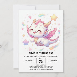 Simple Dragon 1. Geburtstag Einladung