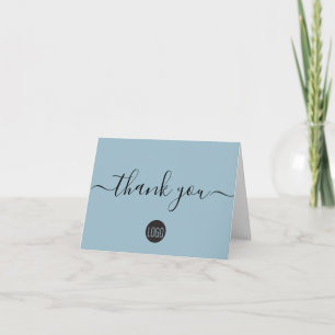 Simple Dusty blue Business Logo Custom Dankeskarte