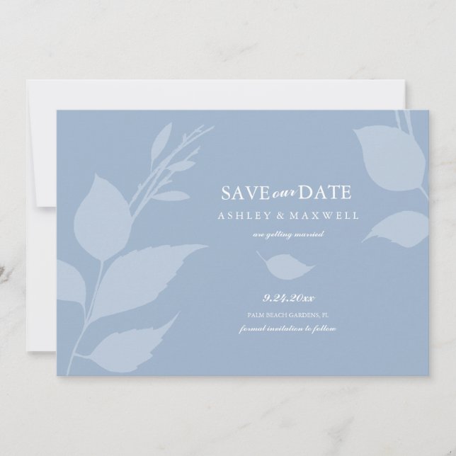 Simple Dusty Blue Foto Save the Date (Vorderseite)