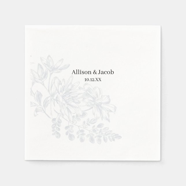 Simple Dusty Blue Line Zeichnend Hochzeit Napkins Serviette (Vorderseite)