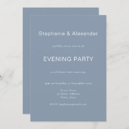 Simple Dusty Blue Mariage Invitation de soirée