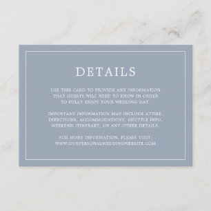 Simple Dusty Blue Monogram Elegant Wedding Begleitkarte