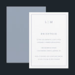 Simple Dusty Blue Monogram Elegant Wedding Begleitkarte<br><div class="desc">Einfache Hochzeitskarte mit modernem und dennoch elegantem Design, oben mit Ihrem zweistelligen Monogramm, sowie mit den Informationen Ihres Empfangs, umgeben von einer dünnen Grenze. Alle Designelemente sind in staubblauer Farbe und können im Designbearbeitungstool geändert werden. Ein elegantes und stilvolles Design, das sich ideal für ein minimalistisches Paar eignet. Diese Karten...</div>