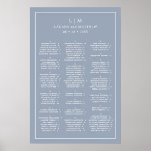 Simple Dusty Blue Monogram Elegant Wedding Poster