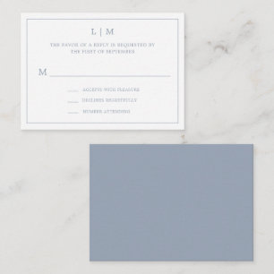 Simple Dusty Blue Monogram Elegant Wedding UAWG Mitteilungskarte