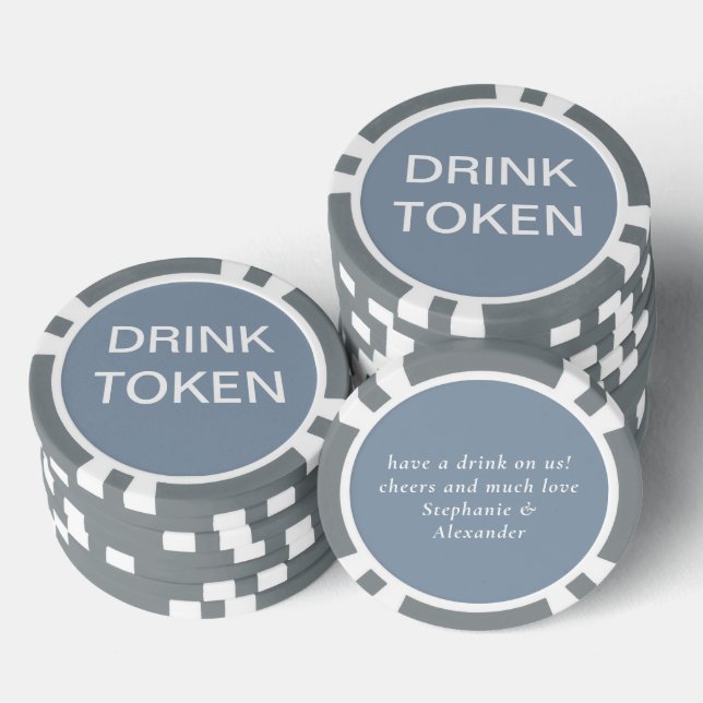 Simple Dusty Blue Newlywed Wedding Drink Token Pokerchips (Stapel)