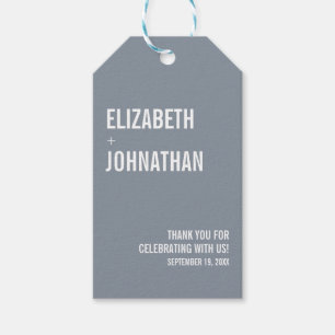Simple Dusty Blue Typografy Wedding Geschenkanhänger