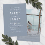 Simple Dusty Blue Wedding Invitation with Photo Einladung<br><div class="desc">Simple Dusty Blue Wedding Invitation with Photo. This modern wedding invite design is minimalistic and elegant with a bold text highlighting the couples names. Shown in the new Wedding Color Palette. Also features a custom photograph picture on the back side. The Bold Names wedding collection is sure to make your...</div>