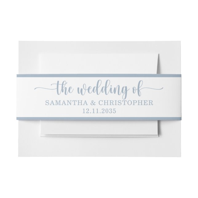 Simple Dusty Blue Wedding of Einladungsbanderole (Vorderseite Beispiel)