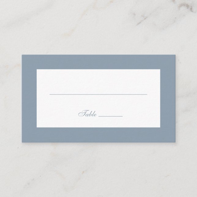 Simple Dusty Blue Wedding Platzkarte (Vorderseite)