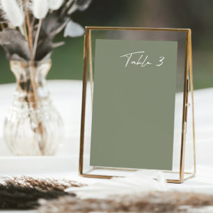 Simple Dusty Green moderne Mariage Numéro de table