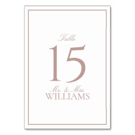 Simple Dusty Rose Elegante Kalligraphie Hochzeit Tischnummer