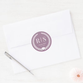 Simple Dusty Rose Mauve Monogram Runder Aufkleber