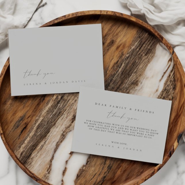 Simple Dusty Silver Blue Wedding Dankeschön Card Dankeskarte (Simple Dusty Silver Blue Wedding Thank You Card)