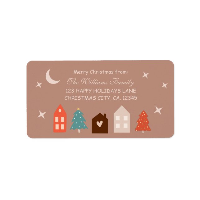 Simple Earth Tone Frohe Weihnachten Adressaufkleber (Vorne)