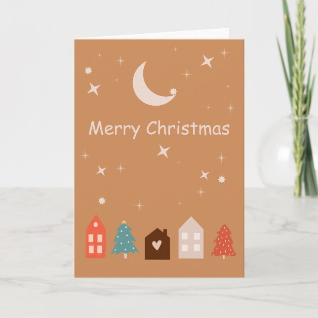 Simple Earth Tone Frohe Weihnachten Karte (Vorderseite)