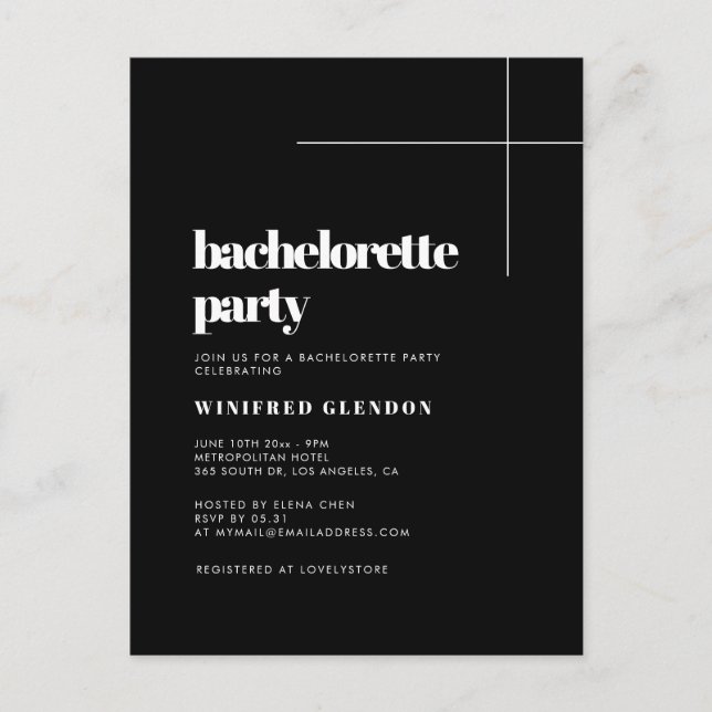 Simple élégance chic Bachelorette invitation fête (Devant)