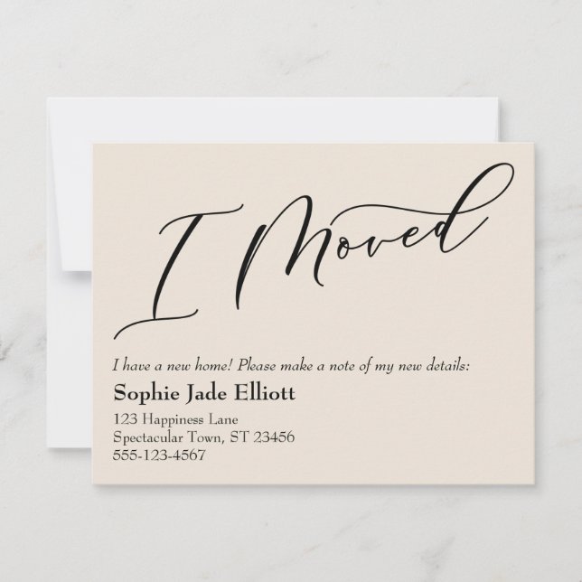 Simple Elegance Cream I Moved Nouvelle carte d'adr (Devant)