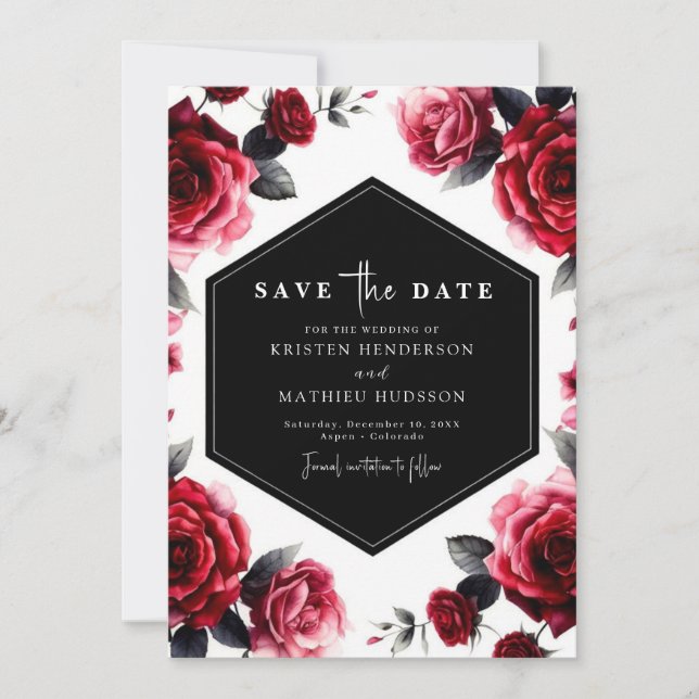 Simple Elegance Crimson Red Wedding Save The Date (Vorderseite)