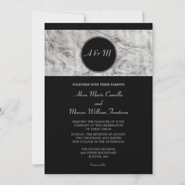 Simple élégance Faire-part de mariage noir et blan (Devant)