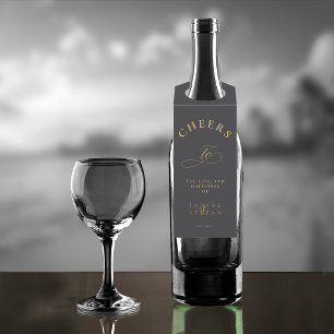 Simple Elegance Wedding Cheers Charcoal ID1022 Flaschenanhänger
