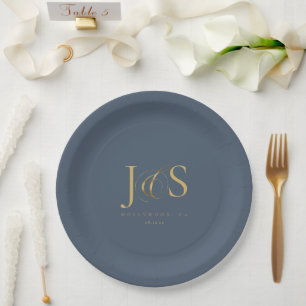 Simple Elegance Wedding Initials Blue ID1022 Pappteller