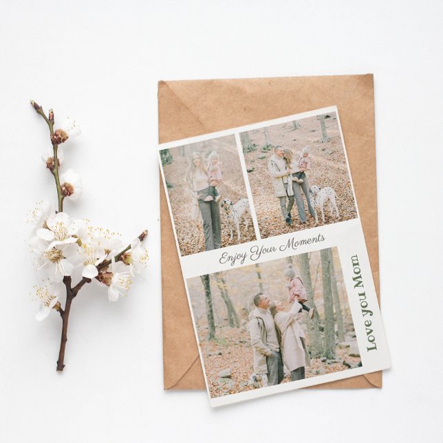 Simple Elegant 3 Photo Collage Carte de vacances (Créateur téléchargé)