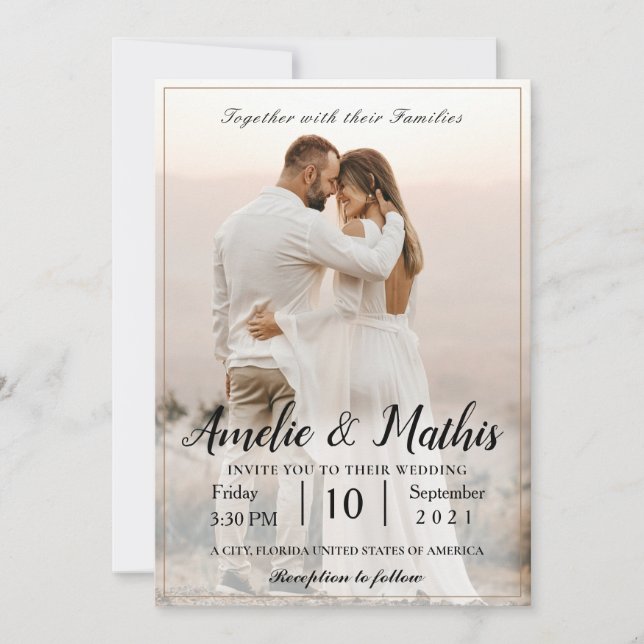 Simple élégant avec photo Wedding Invitations (Devant)
