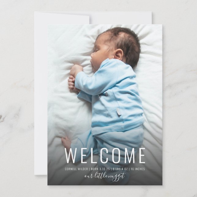 Simple Elegant Baby Boy Photo Faire-part de naissa (Devant)