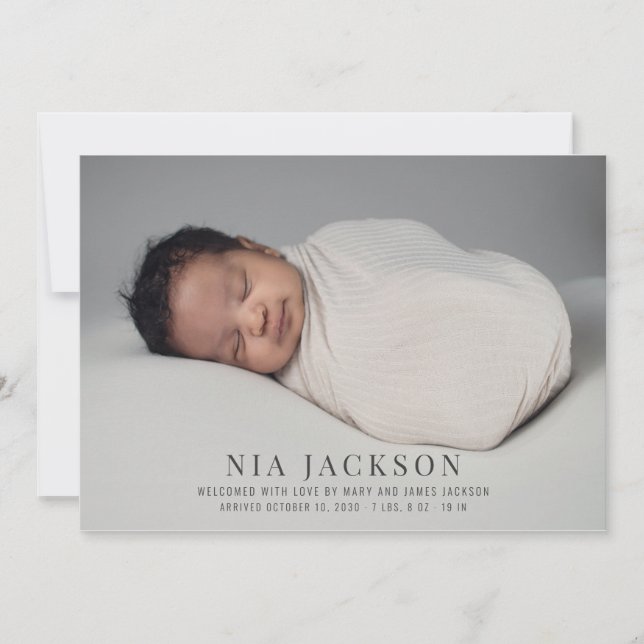 Simple Elegant Baby Photo Faire-part de naissance (Devant)