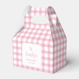 Simple Elegant Baby Pink Gingham Girl Baby Shower Geschenkschachtel