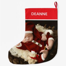 Simple Elegant Baby's First Christmas 1 Foto Großer Weihnachtsstrumpf