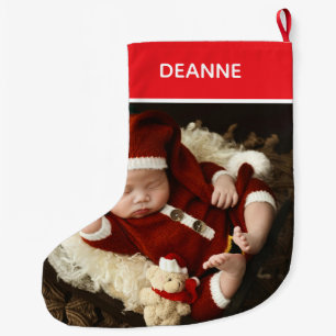 Simple Elegant Baby's First Christmas 1 Foto Großer Weihnachtsstrumpf