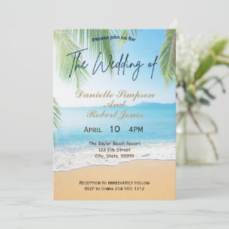 Simple Elegant Beach Wedding Invitation