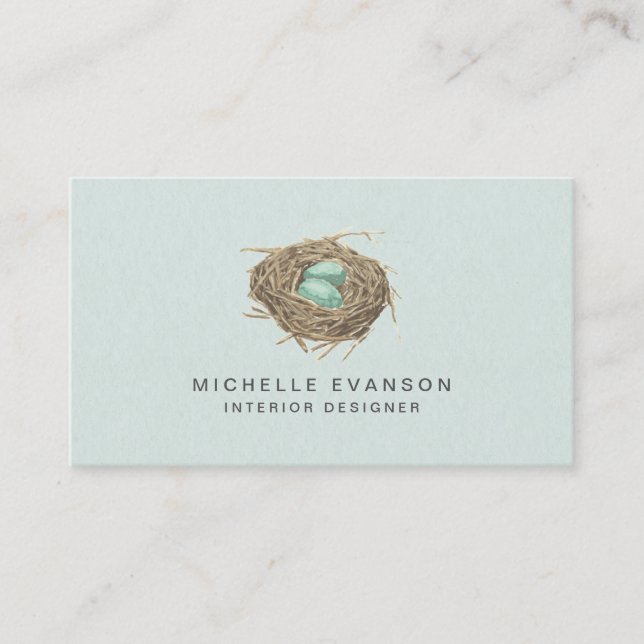 Simple Elegant Bird Nest Professional Mint Green Visitenkarte (Vorderseite)