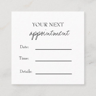 Simple Elegant Black & White Appointment Card Terminkarte