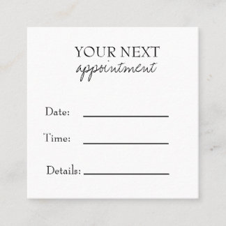 Simple Elegant Black & White Appointment Card Terminkarte