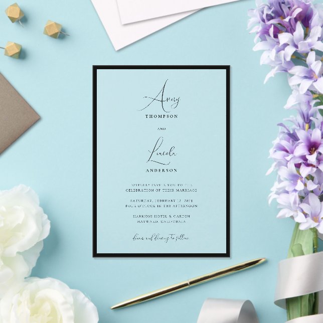 Simple Elegant Black & White Border Script Wedding Acryleinladungen (In Situ (Hochzeit))