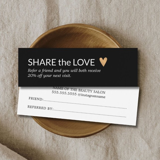 Simple Elegant Black White Gold Heart Référence (Créateur téléchargé)