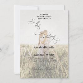 Simple Elegant Black & White Photo Wedding Einladung