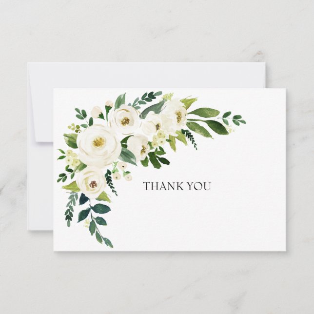 Simple Elégant Blanc Floral Famille Mort Merci (Devant)
