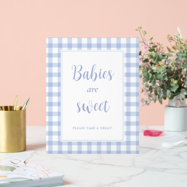 Simple Elegant Bleu En vichy Bébés sont doux Treat (Mariage)