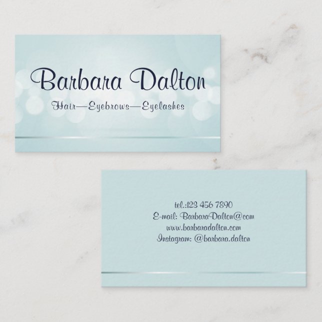 Simple Elegant Blue Bokeh Visitenkarte (Vorne/Hinten)