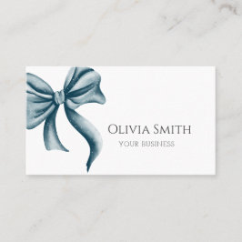Simple Elegant Blue Bow Visitenkarte