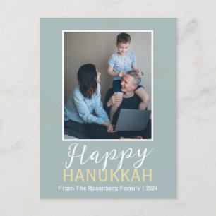 Simple Elegant Blue Happy Hanukkah Ein Foto Feiertagspostkarte
