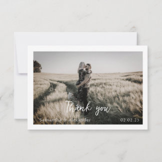 Simple Elegant Boho Mariage Thankyou Carte photo