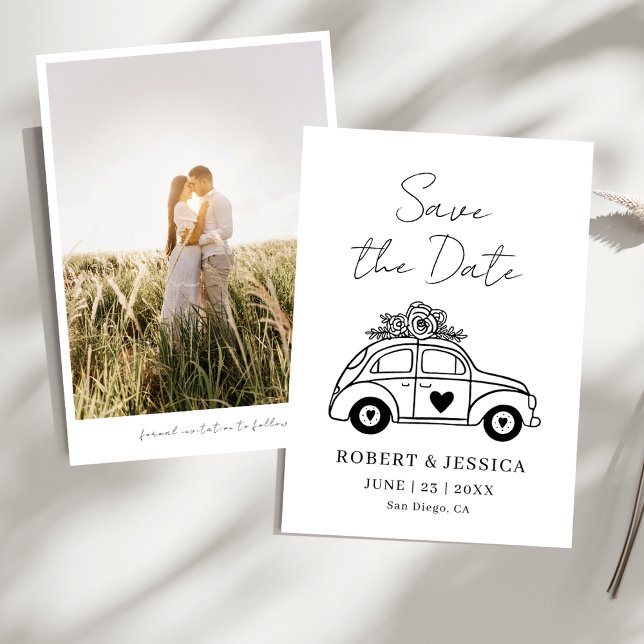 Simple Elegant Boho Photo Wedding Save The Date Einladung (Von Creator hochgeladen)