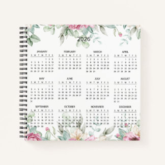 Simple Elegant Botanical 2026 Calendar |  Notizbuch